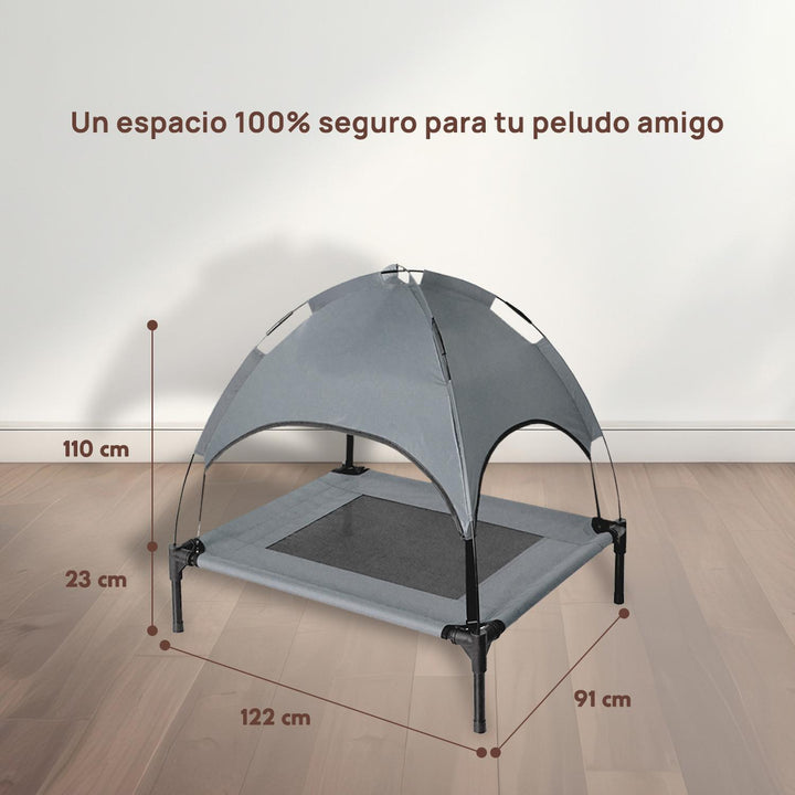 Cama Elevada con Toldo para perro XL, portátil 122cm