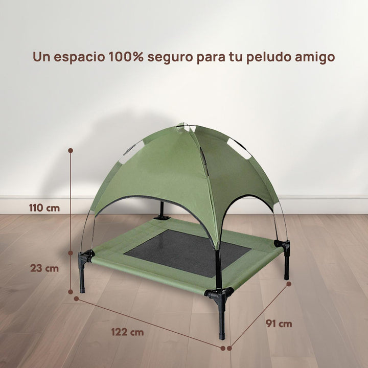 Cama Elevada con Toldo para perro XL, portátil 122cm