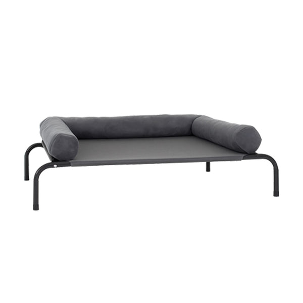 Cama Elevada para perro con colchón, gris